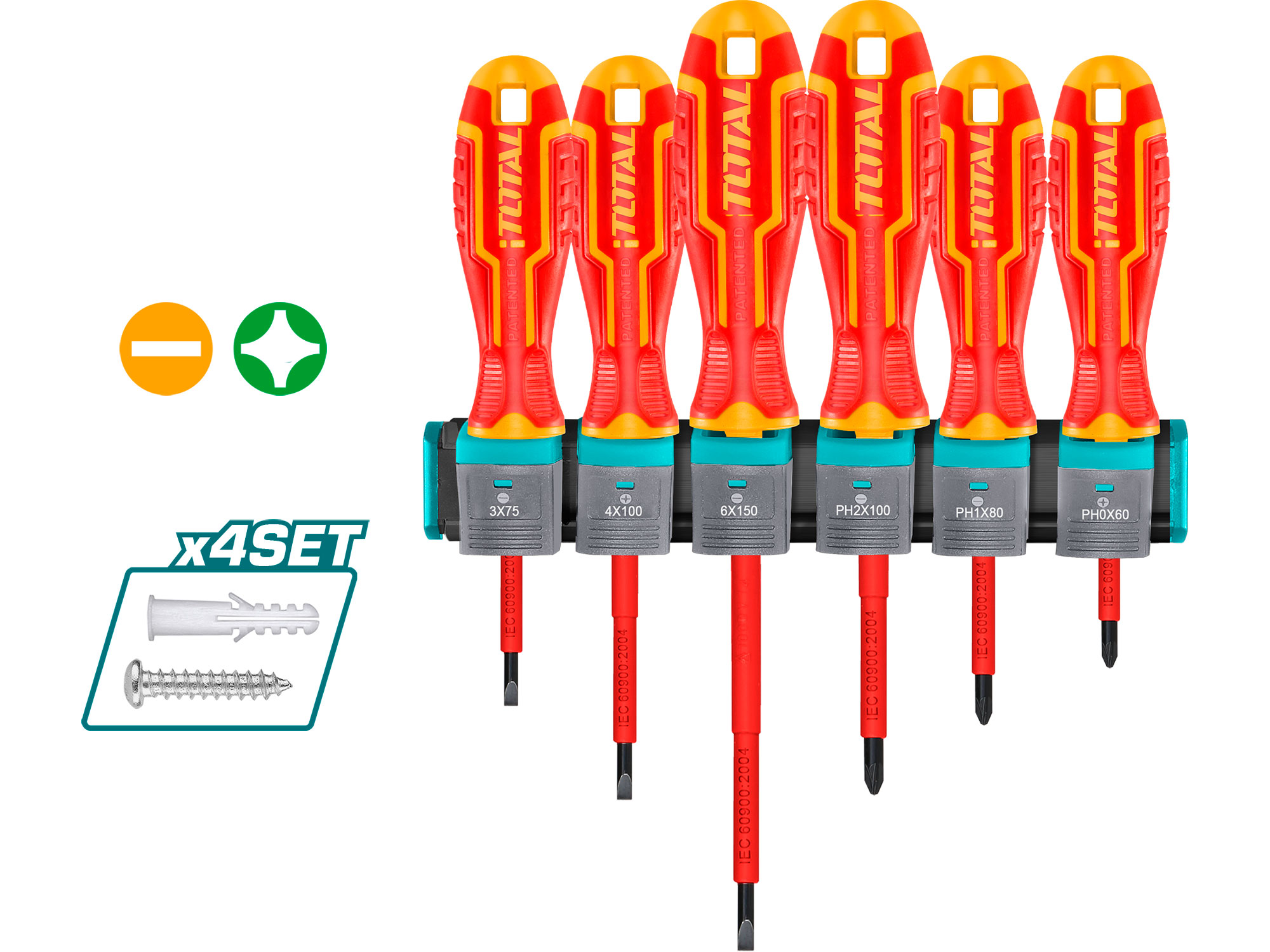 Destornillador, juego de 6, 1000 V, VDE, industria, CrV Destornillador, juego de 6, 1000 V, VDE, industria, CrV