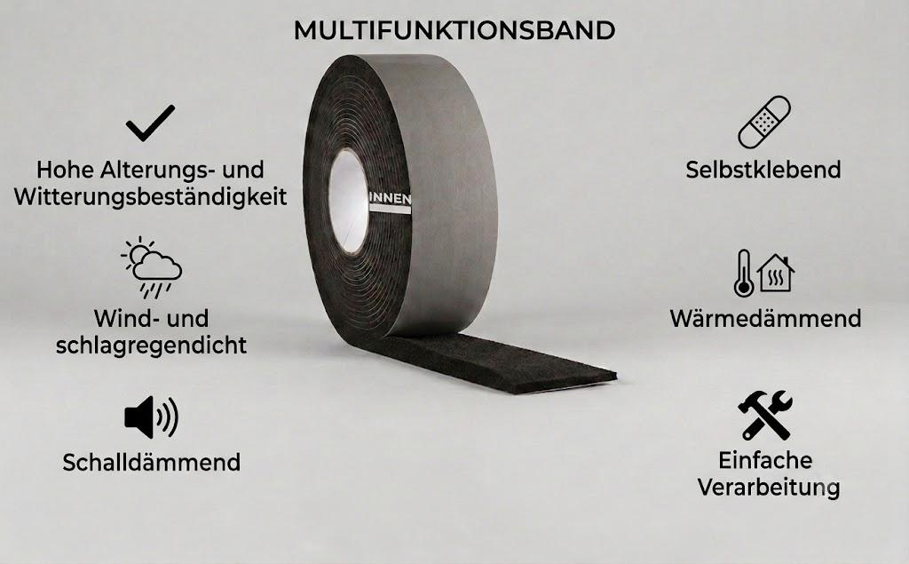 Cinta de sellado multifuncional 66/10-20 mm, negra, 4,5 m Cinta de sellado multifuncional 66/10-20 mm, negra, 4,5 m